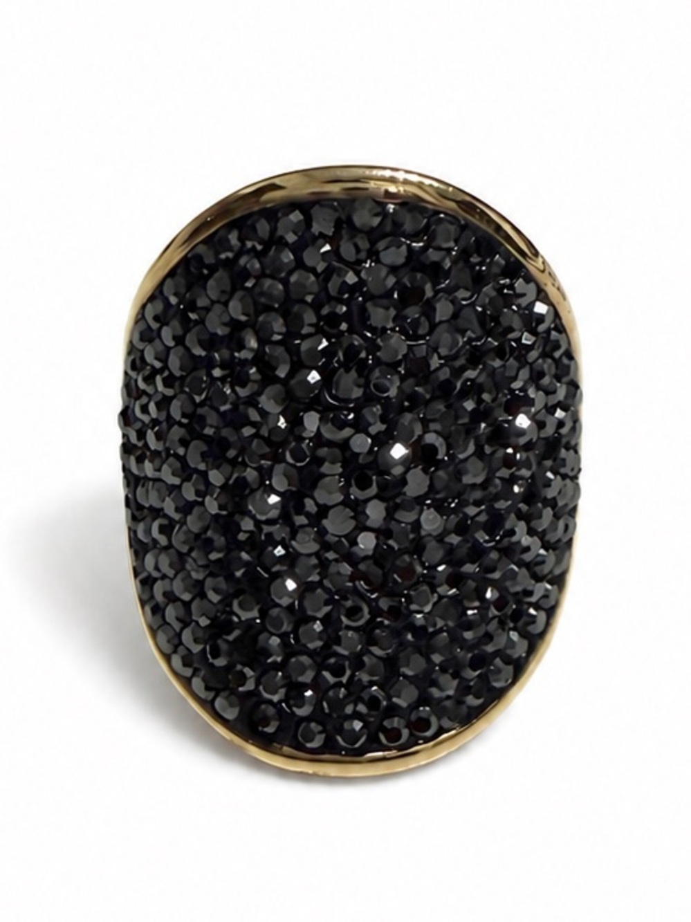 Henri Bendel Black Crystal Pavé Oval Ring with Gold Band